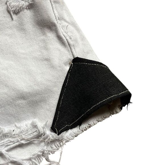 Upcycled High Rise Jean Shorts Reworked Grunge Concert Grateful Dead Bears S 25 - Picture 12 of 15